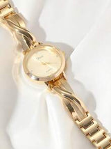 DISU Gold Stainless Steel Strap Ladies Watch, Classic And Versatile With Rhinestone