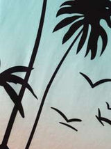 Men Casual Round Neck Sleeveless Vacation Style Tank Top,  Teal Tropical Graphic Beach Top