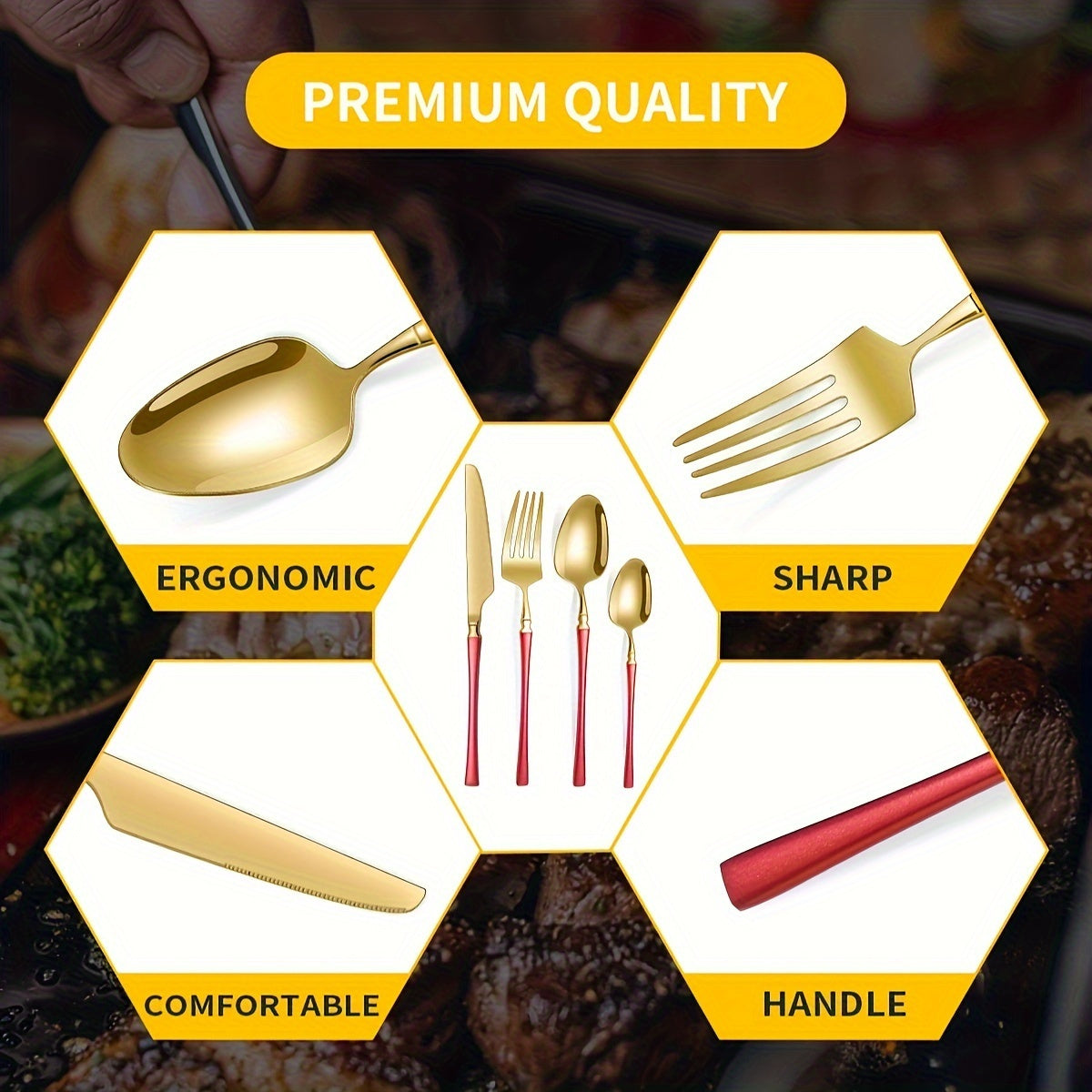 32pcs Elegant Stainless Steel Silverware Set - Polished Cutlery for 8, Versatile for Home, Restaurants & Holidays