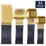 32pcs Elegant Stainless Steel Silverware Set - Polished Cutlery for 8, Versatile for Home, Restaurants & Holidays