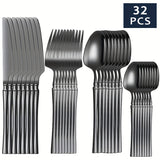 32pcs Elegant Stainless Steel Silverware Set - Polished Cutlery for 8, Versatile for Home, Restaurants & Holidays