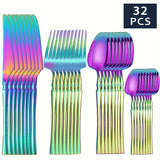 32pcs Elegant Stainless Steel Silverware Set - Polished Cutlery for 8, Versatile for Home, Restaurants & Holidays