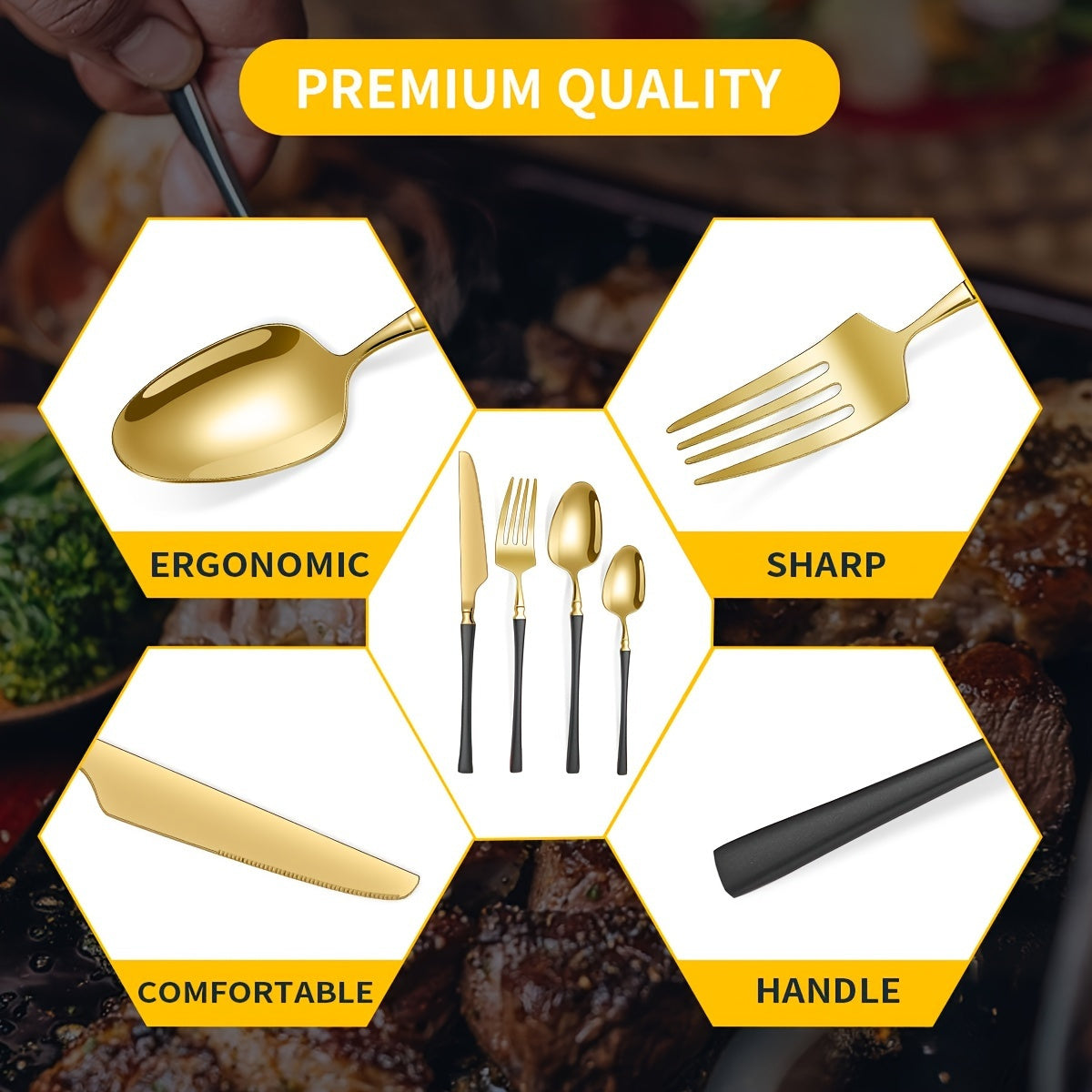 32pcs Elegant Stainless Steel Silverware Set - Polished Cutlery for 8, Versatile for Home, Restaurants & Holidays