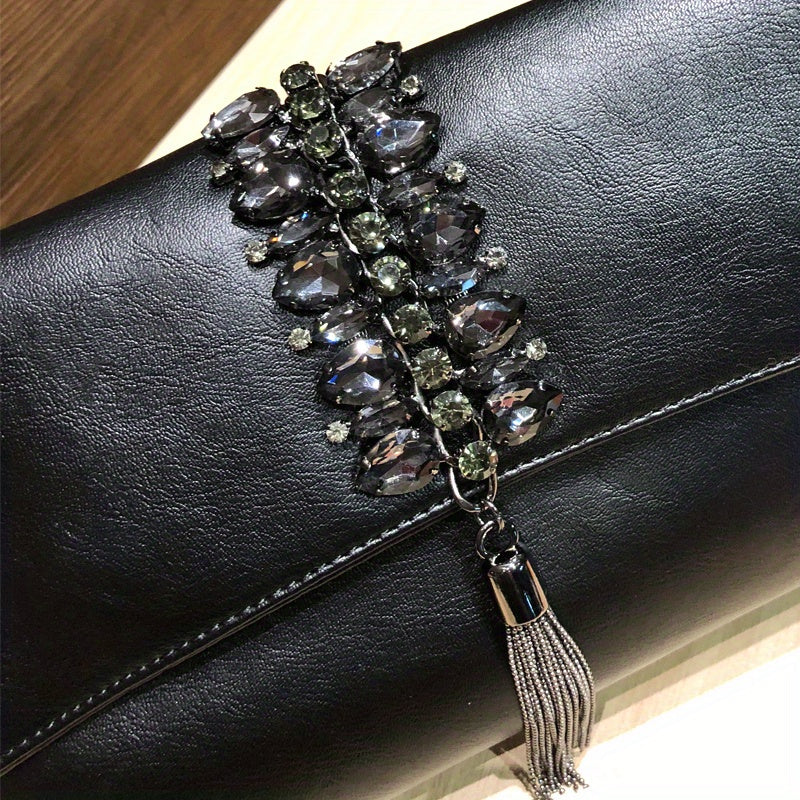 Elegant Vintage Style Clutch Bag, Commuter Envelope Bag With Tassel, Crossbody Bag With Removable Chain Strap