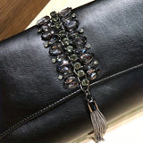 Elegant Vintage Style Clutch Bag, Commuter Envelope Bag With Tassel, Crossbody Bag With Removable Chain Strap