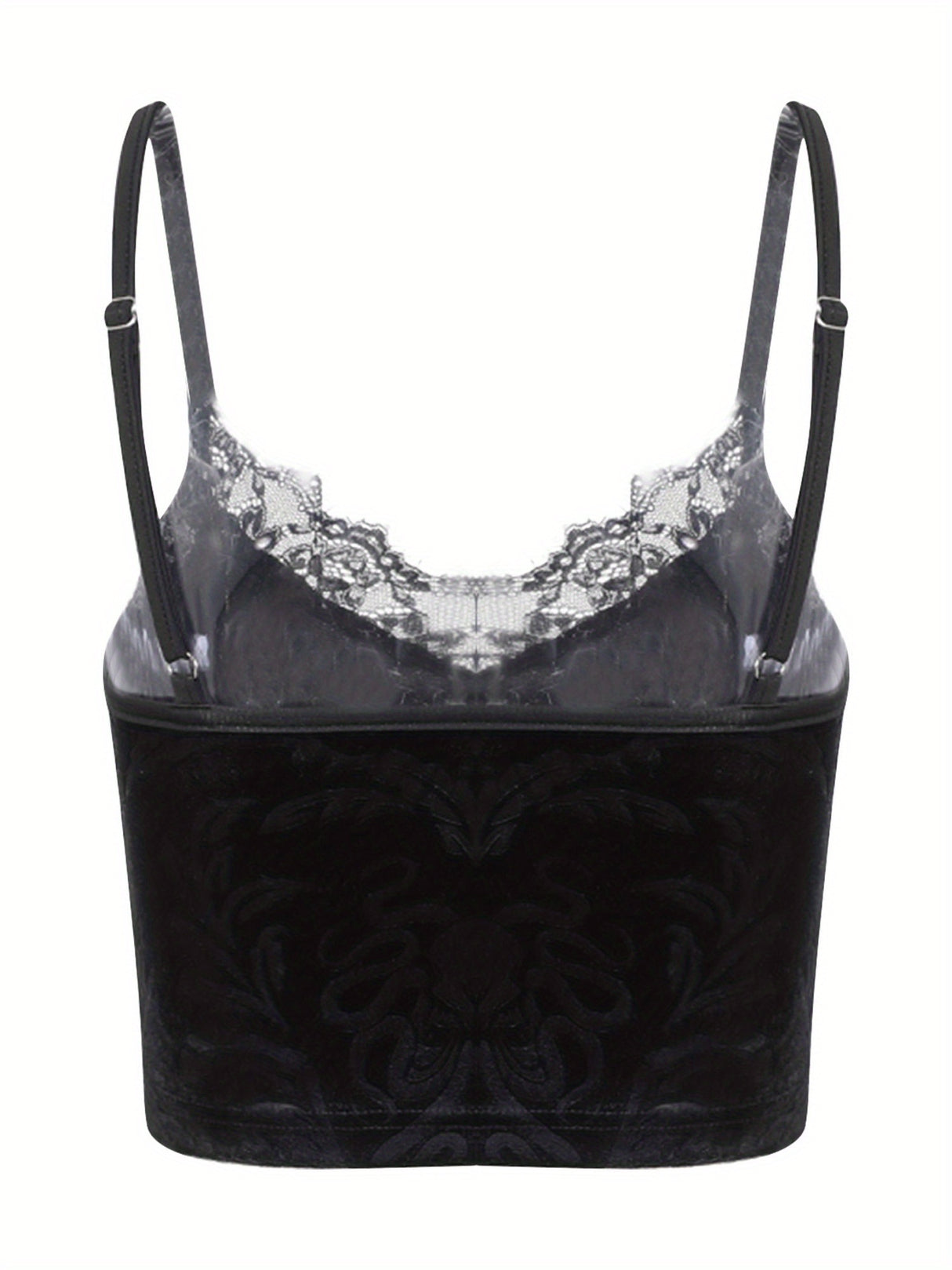 Women Casual Sexy Camisole Black Floral Lace Hem V-neck Sleeveless Camis Gothic Crop Tops Ladies Tank Tops Skinny Clubwear