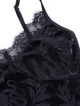 Women Casual Sexy Camisole Black Floral Lace Hem V-neck Sleeveless Camis Gothic Crop Tops Ladies Tank Tops Skinny Clubwear
