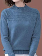 Unity Casual Blue Turtleneck Sweater, Autumn/Winter,Long Sleeve Tops