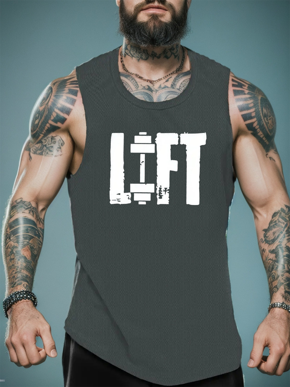 Summer Quick-Dry Geometric-Pattern Tank Tops for Men - Breathable, Moisture-Wicking, Athletic Fit, Crew Neck, Polyester, Machine Washable, Regular Fit, Casual Wear for Running, Training, Gym, and Bodybuilding