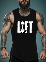 Summer Quick-Dry Geometric-Pattern Tank Tops for Men - Breathable, Moisture-Wicking, Athletic Fit, Crew Neck, Polyester, Machine Washable, Regular Fit, Casual Wear for Running, Training, Gym, and Bodybuilding