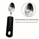 1pc Adaptive Utensils For Elderly Use, Large Spoon, Fork, Knife Stainless Steel Food Support Tool, Anti-Shake, Non-Slip Handles Silverware For Hand Tremors, Arthritis