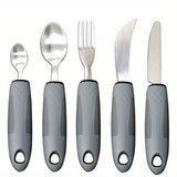 1pc Adaptive Utensils For Elderly Use, Large Spoon, Fork, Knife Stainless Steel Food Support Tool, Anti-Shake, Non-Slip Handles Silverware For Hand Tremors, Arthritis