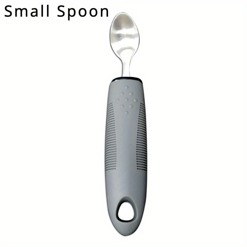 1pc Adaptive Utensils For Elderly Use, Large Spoon, Fork, Knife Stainless Steel Food Support Tool, Anti-Shake, Non-Slip Handles Silverware For Hand Tremors, Arthritis