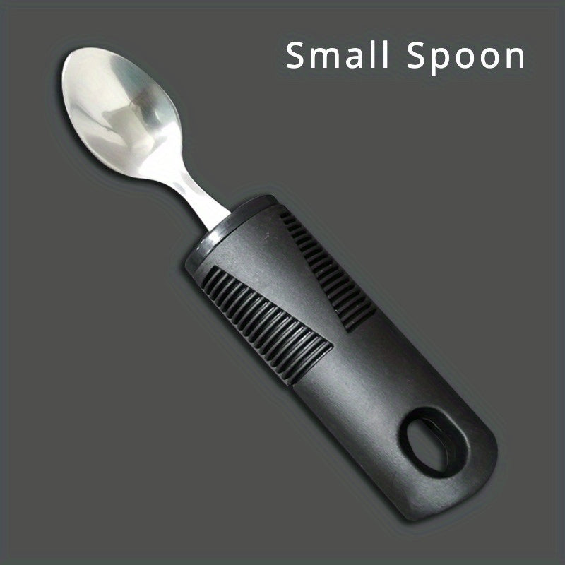 1pc Adaptive Utensils For Elderly Use, Large Spoon, Fork, Knife Stainless Steel Food Support Tool, Anti-Shake, Non-Slip Handles Silverware For Hand Tremors, Arthritis