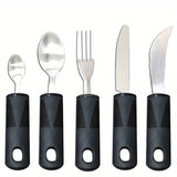 1pc Adaptive Utensils For Elderly Use, Large Spoon, Fork, Knife Stainless Steel Food Support Tool, Anti-Shake, Non-Slip Handles Silverware For Hand Tremors, Arthritis