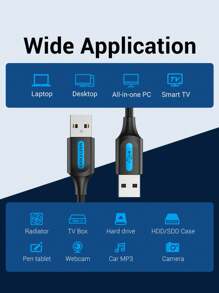 VENTION USB A To USB A Cable USB 2.0 A Male-To-Male Cable USB Cord High Speed Data Cable Compatible With Laptop, Radiator, Camera, TV BOX, Hard Drive, Desktop, All-In-One PC, Smart TV And More, Black