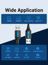 VENTION USB A To USB A Cable USB 2.0 A Male-To-Male Cable USB Cord High Speed Data Cable Compatible With Laptop, Radiator, Camera, TV BOX, Hard Drive, Desktop, All-In-One PC, Smart TV And More, Black
