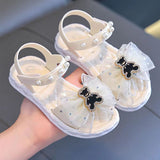 Girls' Summer Princess Sandals 2024, Open-Toe with Pearl Heart Detail, Non-Slip Soft Sole Toddler & Kids Shoes