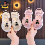 Girls' Summer Princess Sandals 2024, Open-Toe with Pearl Heart Detail, Non-Slip Soft Sole Toddler & Kids Shoes