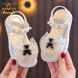 Girls' Summer Princess Sandals 2024, Open-Toe with Pearl Heart Detail, Non-Slip Soft Sole Toddler & Kids Shoes