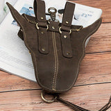 1PC Vintage Leather Waist Bag Crazy Horse Leather Men's Bag Retro Handmade Leather Belt Bag Men's First Layer Small Satchel Mobile Phone Bag