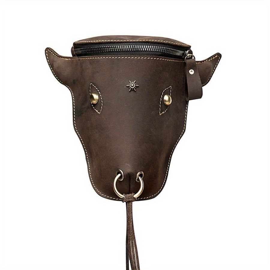 1PC Vintage Leather Waist Bag Crazy Horse Leather Men's Bag Retro Handmade Leather Belt Bag Men's First Layer Small Satchel Mobile Phone Bag