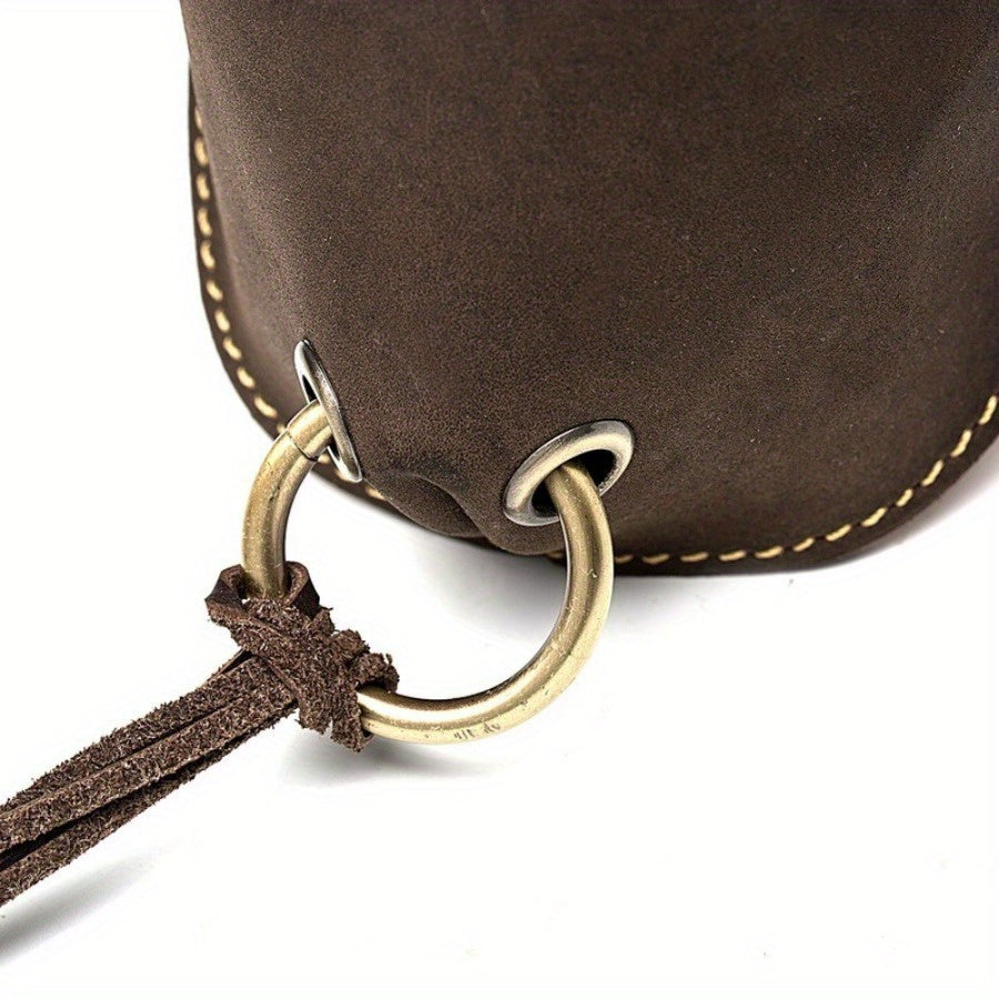 1PC Vintage Leather Waist Bag Crazy Horse Leather Men's Bag Retro Handmade Leather Belt Bag Men's First Layer Small Satchel Mobile Phone Bag