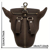 1PC Vintage Leather Waist Bag Crazy Horse Leather Men's Bag Retro Handmade Leather Belt Bag Men's First Layer Small Satchel Mobile Phone Bag