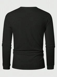 Manfinity Homme Men Spring And Autumn Solid Color Plain Round Neck Raglan Sleeve Long Sleeve Casual T-Shirt, Boyfriend Gift