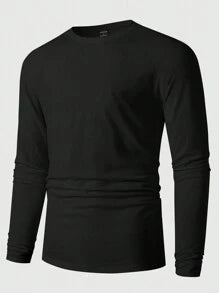 Manfinity Homme Men Spring And Autumn Solid Color Plain Round Neck Raglan Sleeve Long Sleeve Casual T-Shirt, Boyfriend Gift