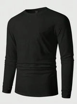 Manfinity Homme Men Spring And Autumn Solid Color Plain Round Neck Raglan Sleeve Long Sleeve Casual T-Shirt, Boyfriend Gift