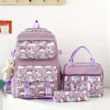 3-Piece Set Backpack With Lunch Bag And Pencil Case, Insulated Lunch Box, Large Capacity, Cartoon School Bag