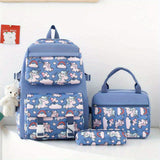 3-Piece Set Backpack With Lunch Bag And Pencil Case, Insulated Lunch Box, Large Capacity, Cartoon School Bag