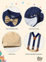 Baby Boy First Birthday Outfit Mr Onederful Bowtie Romper + Suspender Shorts+ Party Hat Cake Smash Outfits