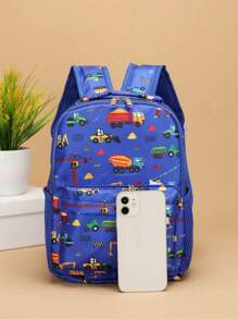 1pc Kids Cartoon Pattern Backpack With Random Printed Design