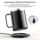 Electric Coffee Mug Warmer Set For Desk - Heating Base & Lid - Intelligent Mug For Heating Milk, Tea & Hot Chocolate - Keeps Drinks Up To 131°F/55°C - Perfect Gift For Coffee Lovers