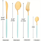 24pcs Gold Dinnerware Set Stainless Steel Tableware Set Knife Fork Spoon Flatware Set Dishwasher Safe Silverware Cutlery Set