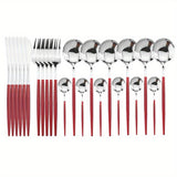 24pcs Gold Dinnerware Set Stainless Steel Tableware Set Knife Fork Spoon Flatware Set Dishwasher Safe Silverware Cutlery Set
