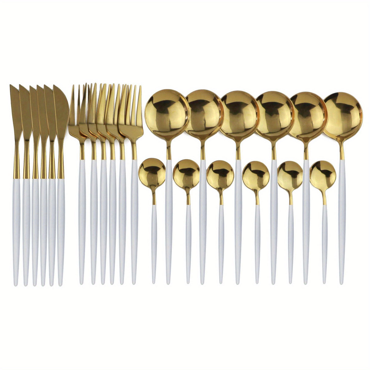 24pcs Gold Dinnerware Set Stainless Steel Tableware Set Knife Fork Spoon Flatware Set Dishwasher Safe Silverware Cutlery Set