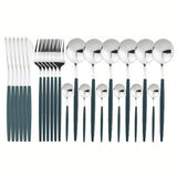 24pcs Gold Dinnerware Set Stainless Steel Tableware Set Knife Fork Spoon Flatware Set Dishwasher Safe Silverware Cutlery Set