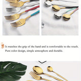 24pcs Gold Dinnerware Set Stainless Steel Tableware Set Knife Fork Spoon Flatware Set Dishwasher Safe Silverware Cutlery Set