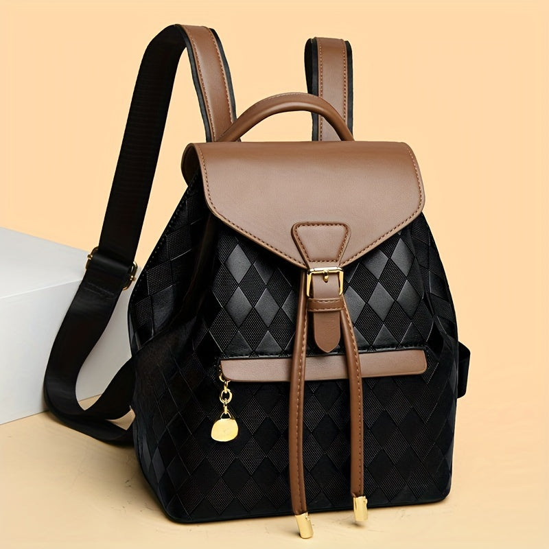 Vintage Drawstring Backpack Purse, Retro Preppy College School Bag, Women's Fashion Travel Commute Knapsack