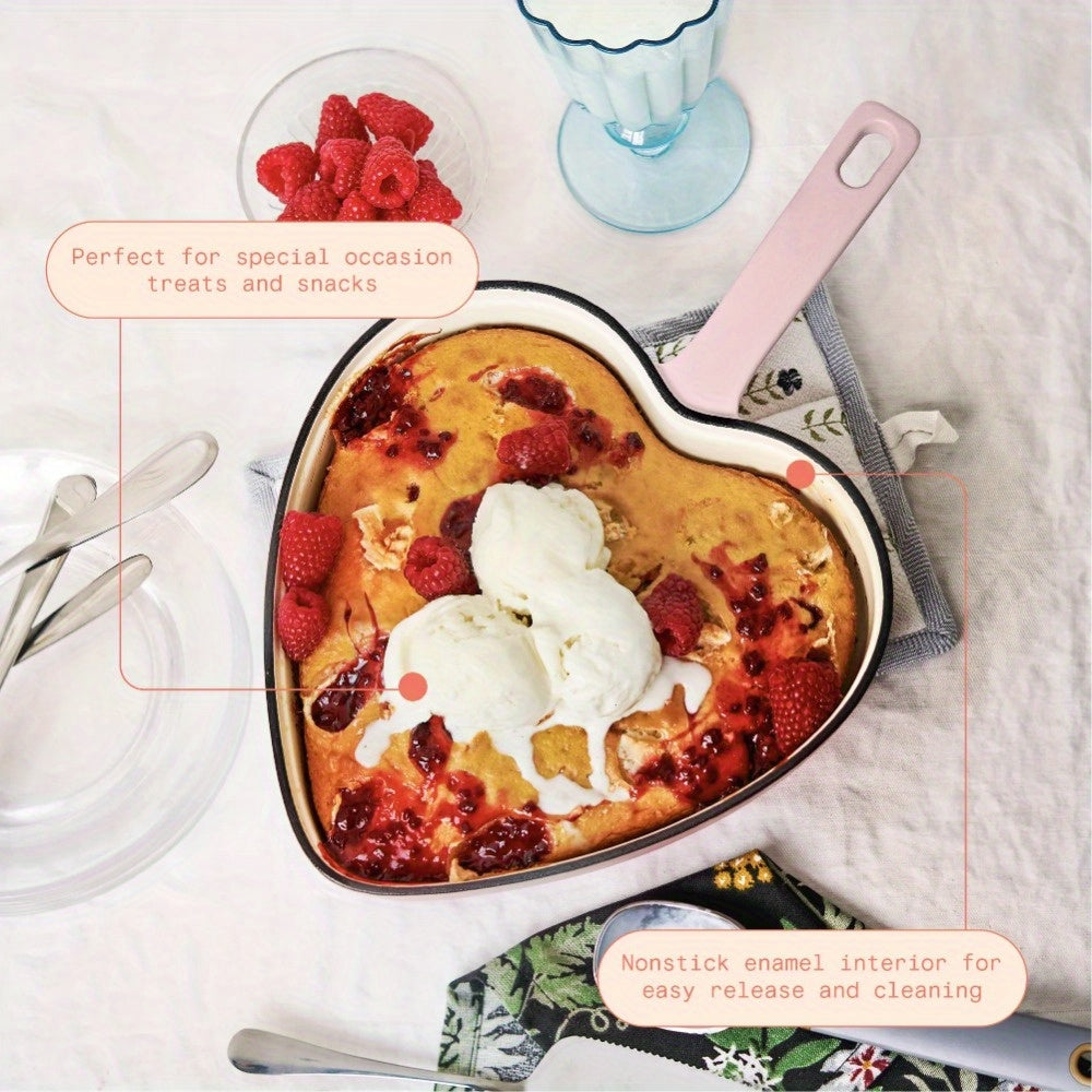 10" Enameled Cast Iron Heart Skillet, Pink Champagne by Drew Barrymore