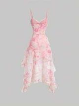 Women's Romantic Vintage Lace Dress With Ruffle Hemline, Bodycon Dress,Dress Party, Floral Dress,Summer Dress