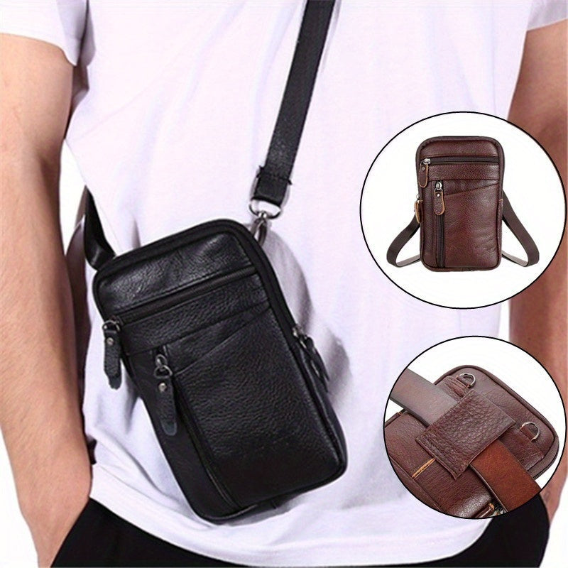 1PC Multi-function Leather Shoulder Messenger Bag Handbag Belt Bag for Men Casual Leisure