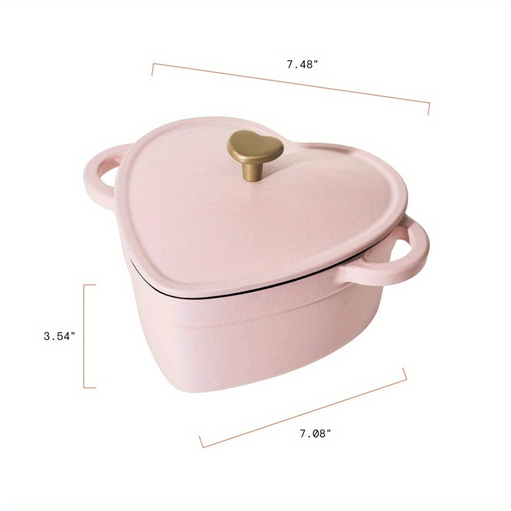 2QT Cast Iron Heart Dutch Oven, Pink Champagne by Drew Barrymore