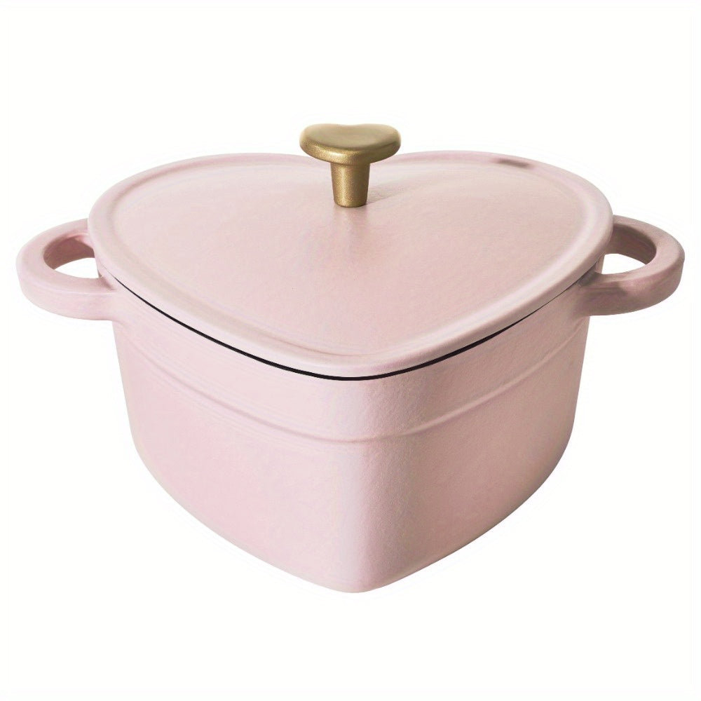 2QT Cast Iron Heart Dutch Oven, Pink Champagne by Drew Barrymore