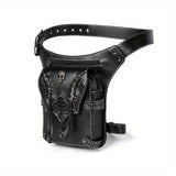 Chic Embossed Waist Bag Trendy Flap Belt Bag, Retro Cool Motorcycling Bag, Trendy Shoulder Bag