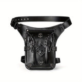 Chic Embossed Waist Bag Trendy Flap Belt Bag, Retro Cool Motorcycling Bag, Trendy Shoulder Bag