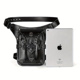 Chic Embossed Waist Bag Trendy Flap Belt Bag, Retro Cool Motorcycling Bag, Trendy Shoulder Bag